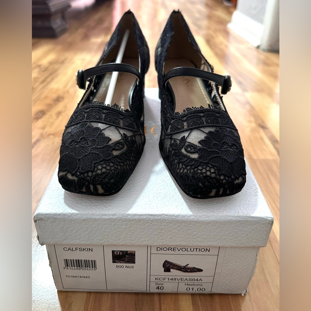 CHRISTIAN DIOR D-GRACE BALLET PUMP HEEL MARY JANE BLACK LACE EU-40 $1290 - Picture 5 of 13